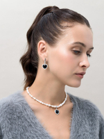 Колье "Royal Love Pearl" Silver c чёрным агатом