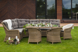 "Базелла" обеденная группа из искусственного ротанга, цвет соломенный