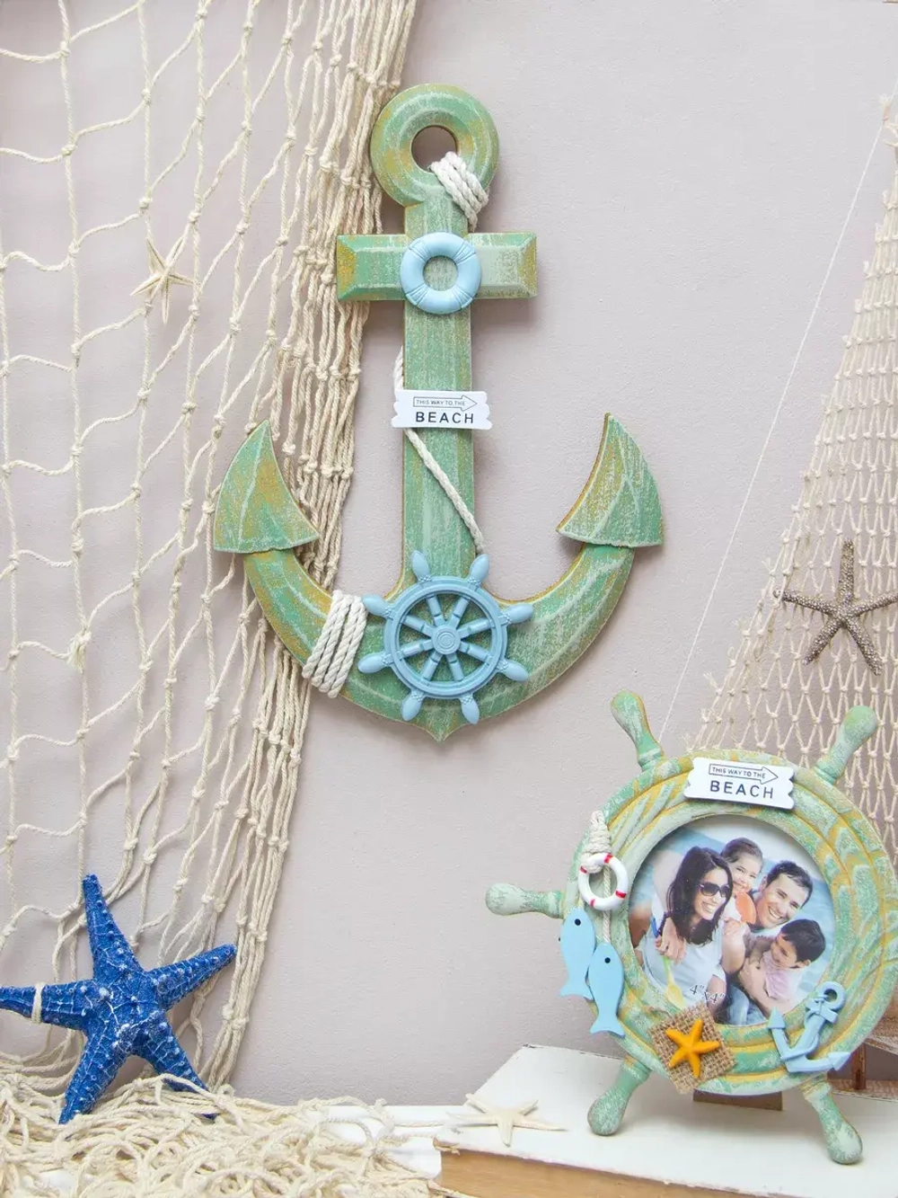 Декор на стену для интерьера "Якорь с канатом"