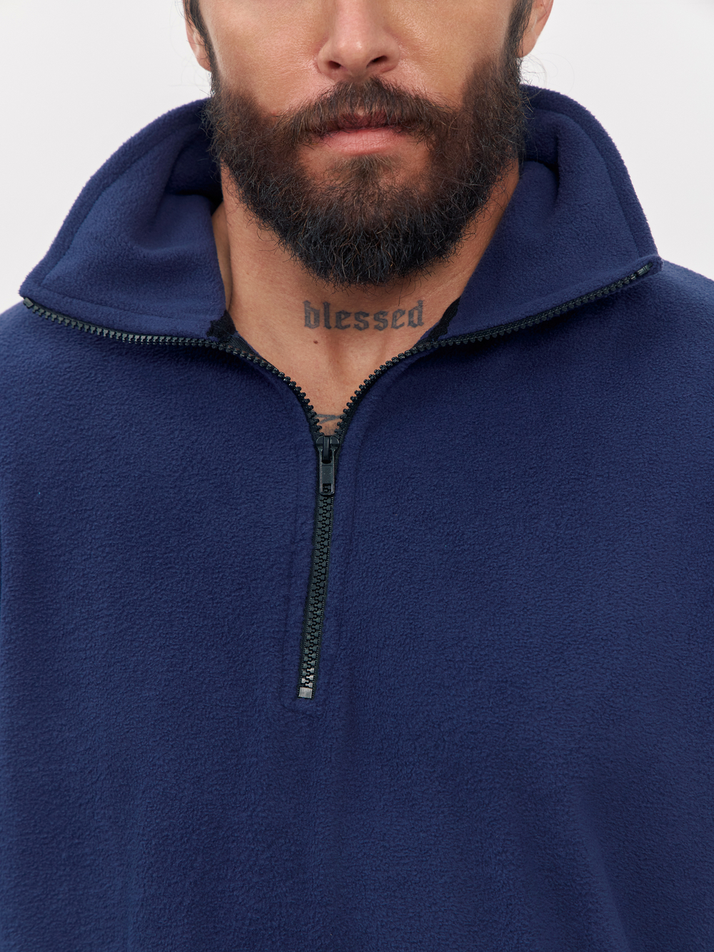 Свитшот "half zip" флисовый (темно-синий)