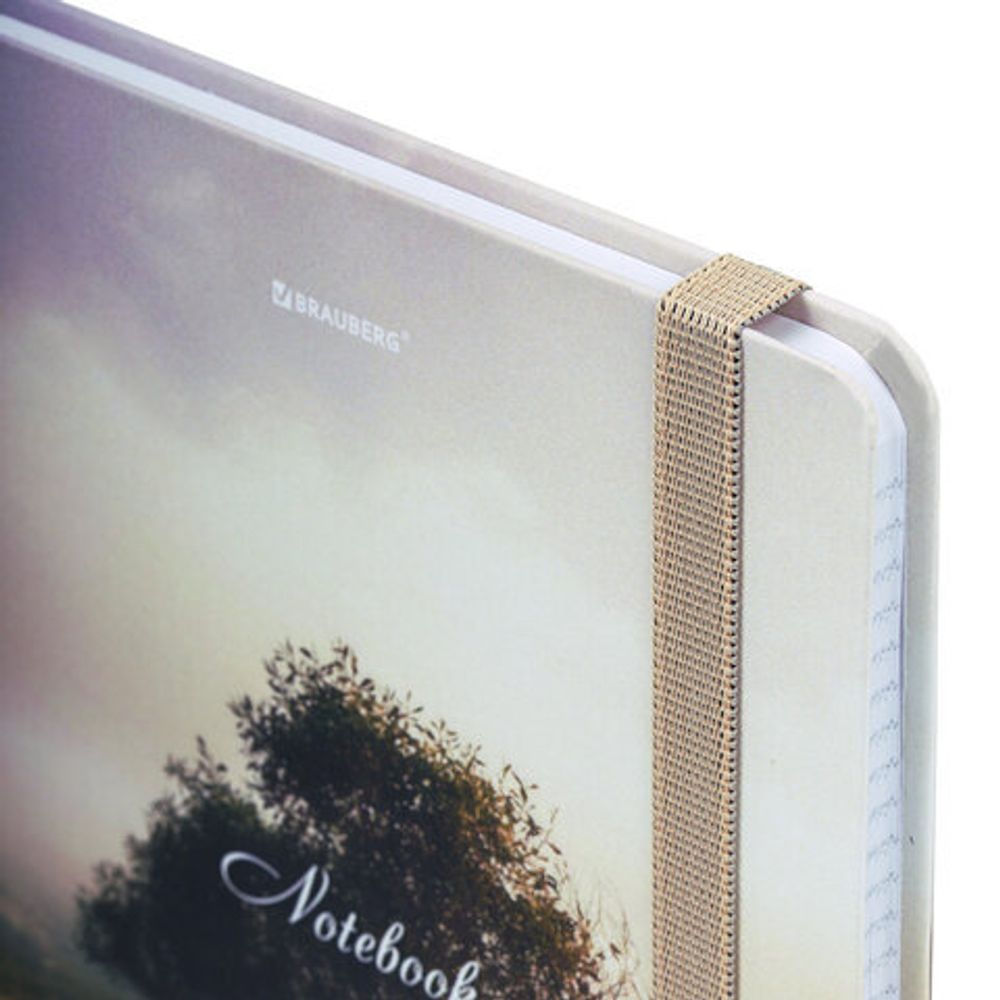 Блокнот с резинкой в клетку 96 л., А5 145х203 мм, твердая обложка, BRAUBERG, "Nature", 115534