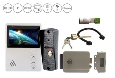 Комплект видеодомофона 4.3" для дома с электромеханическим замком на калитку