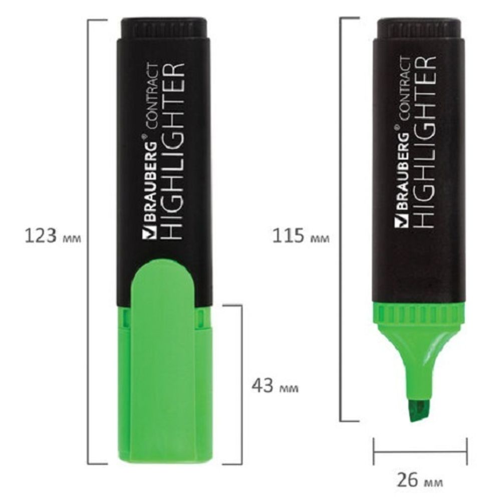Выделитель текста 1-5мм, Brauberg Contract, зелёный