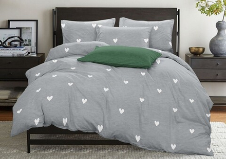 Комплект постельного белья 2 сп БЯЗЬ "True love серый" (нав. 50х70 или 70х70)