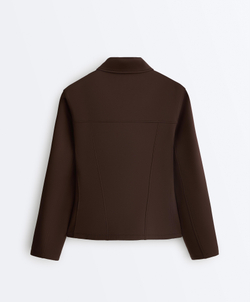 Oysho Куртка с эффектом неопрена в рубчик, коричневый