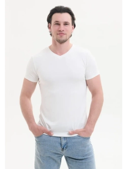 Футболка V-вырез однотонная облегающая