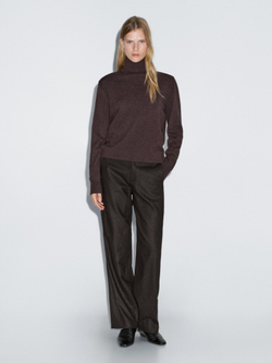 Massimo Dutti Брюки из смесовой шерсти и фланели, шоколадный