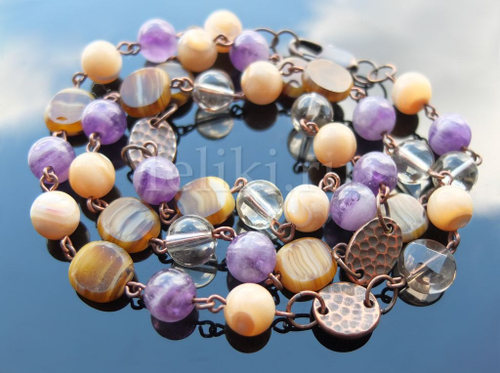 бусы из аметиста и перламутра Стефания