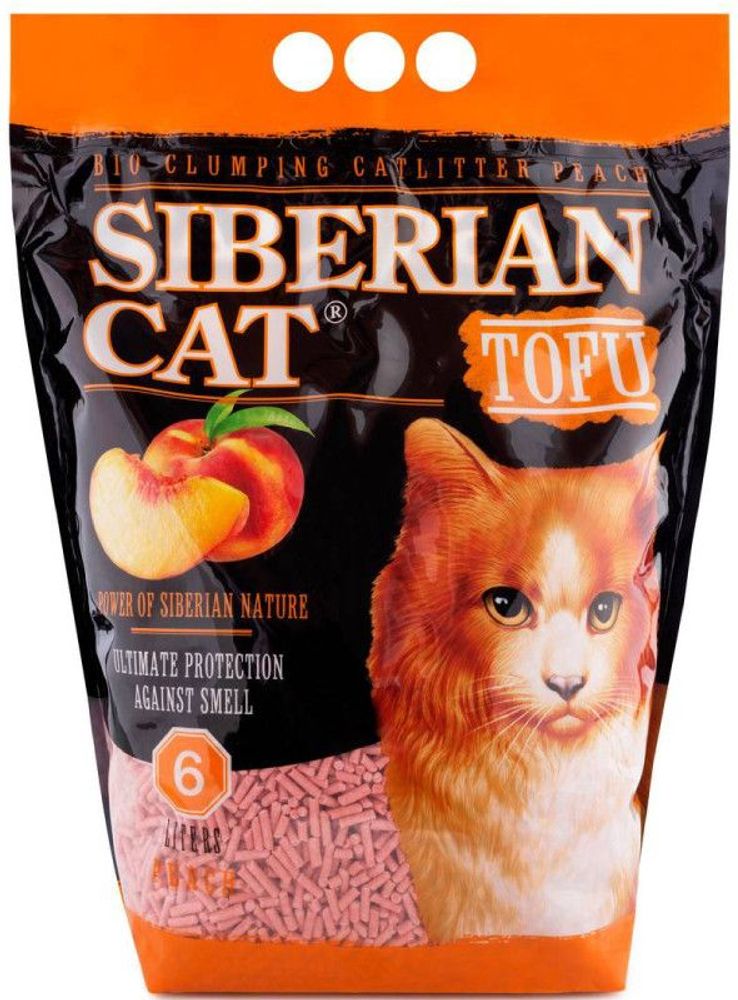 Сибирская Кошка 12л "Тофу Персик" биоразлагаемый наполнитель