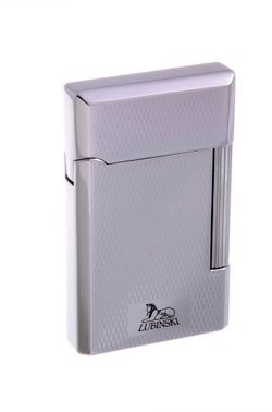 Зажигалка трубочная Lubinski Сполето, кремневая, серебристая в рубчик