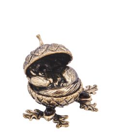 AM-4166 Шкатулка «Белочка в желуде» (латунь, янтарь)
