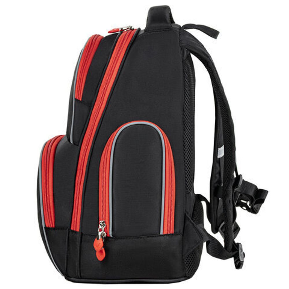 Рюкзак BRAUBERG CLASSIC, легкий каркас, премиум материал, "Motorbike", черный, 270583