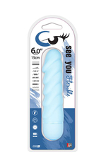 Голубой вибратор со спиралевидным рельефом SEE YOU FLEXIBLE - 15 см. (Цвет: голубой)