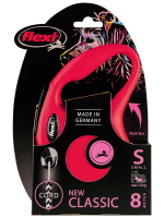 Поводок-рулетка Flexi New Classic S. Трос 8 м. для собак до 12 кг. Красный