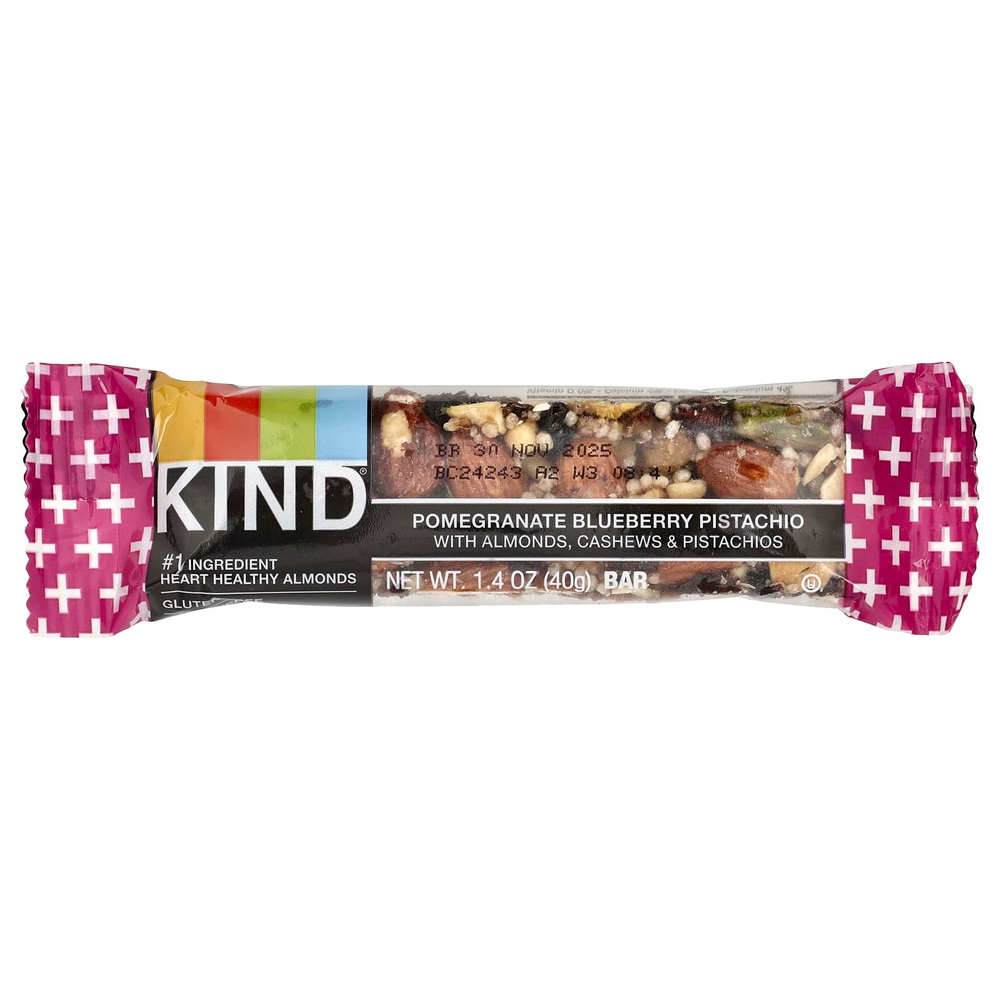 KIND Bars, Батончики Plus, гранат, фисташки, черника + антиоксиданты, 12 батончиков, 1,4 унции (40 г) каждый