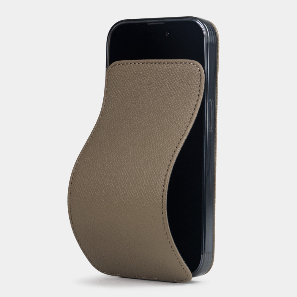 Чехол для iPhone 15 Pro из кожи теленка Safiano бежевого цвета