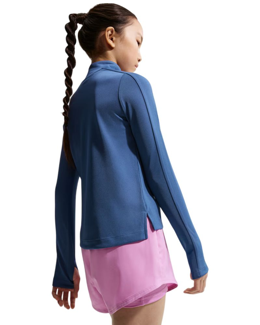 Футболка для девочки Nike Girls Dri-FIT Long-Sleeve 1/4-Zip - mystic navy/white
