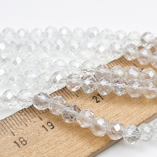 Бусины рондель с огранкой, стекло, цвет прозрачный, размер около 4,8*6 мм, цена за отрезок 19 см (1/2 нити)