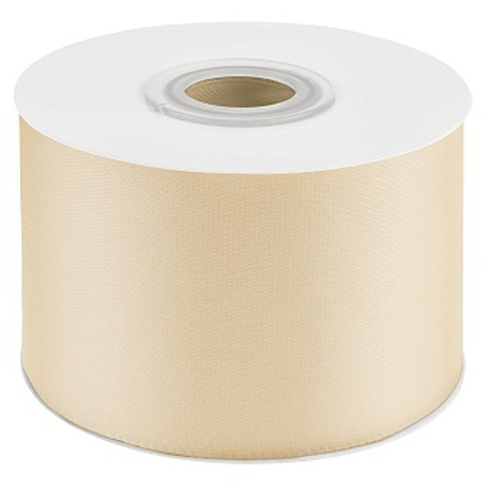 Лента атласная (5 см*22,85 м) Белое золото