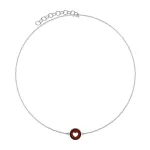 Колье Сердце в круге с вишневым янтарем