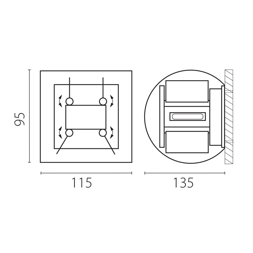 340557 Светильник DALLA 2х5W LED 1100LM G ЧЕРНЫЙ 4000K IP65