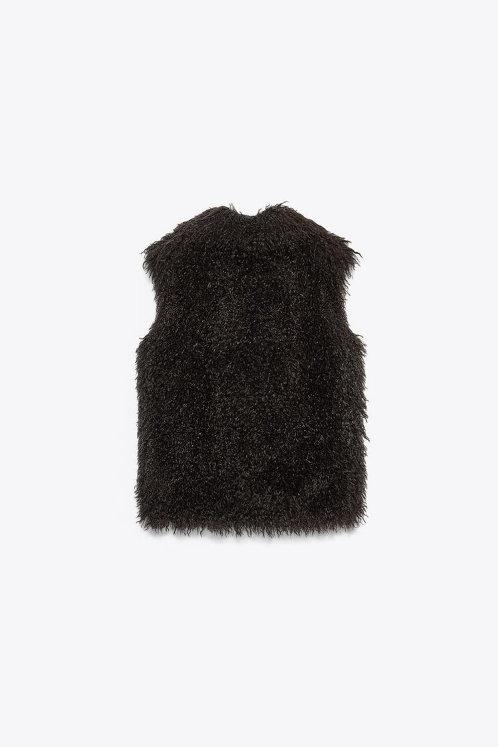 ZARA ЖИЛЕТ ИЗ ИСКУССТВЕННОГО МЕХА, КОРИЧНЕВЫЙ