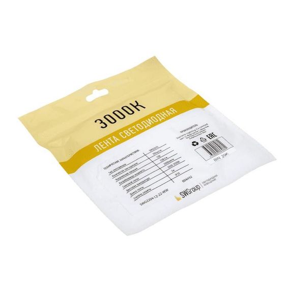 Светодиодная лента SWG 22W/m 204LED/m 2835SMD теплый белый 5M 004492