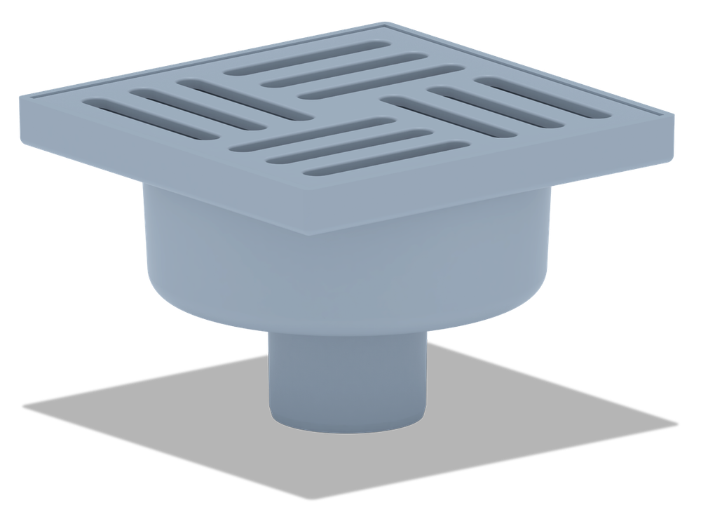 TA5210 Трап вер.вып. 50 с решеткой из пластика 150x150 (16)/(Е28 кор.пал.)