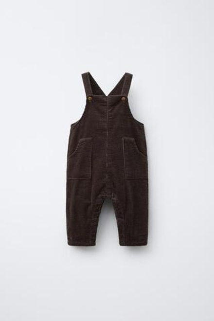 ZARA ДЛИННЫЙ ВЕЛЬВЕТОВЫЙ КОМБИНЕЗОН, ТЕМНО-КОРИЧНЕВЫЙ