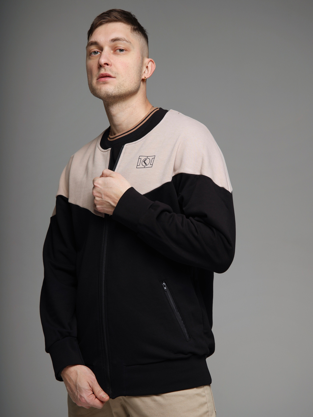 Толстовка бомбер олимпийка Город Горькй черный бежевый бежевая черная