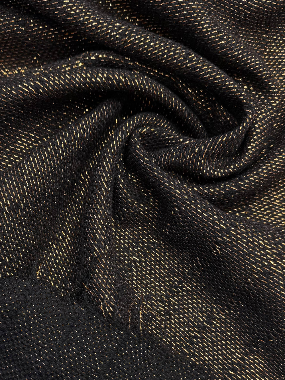 Шерсть костюмно плательная с хлопком и люрексом черная