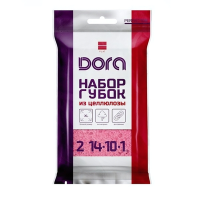 Губки целлюлозные без абразива Dora 14х10х1см 2шт