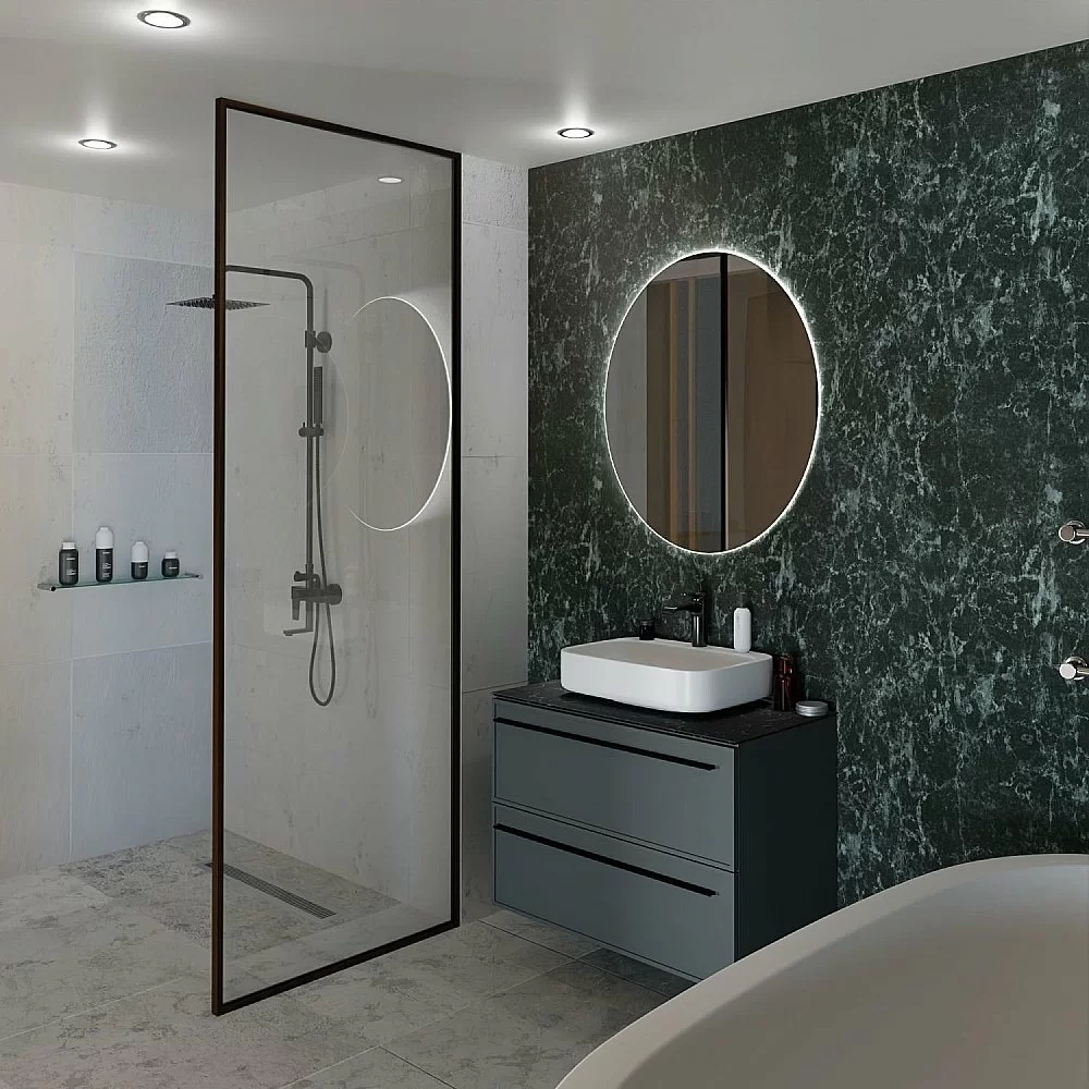Тумба с раковиной LA FENICE Elba Grigio TWIN 80 серая/столешница черная