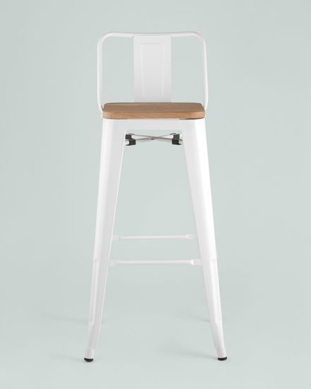 Tolix WOOD со спинкой белый глянцевый