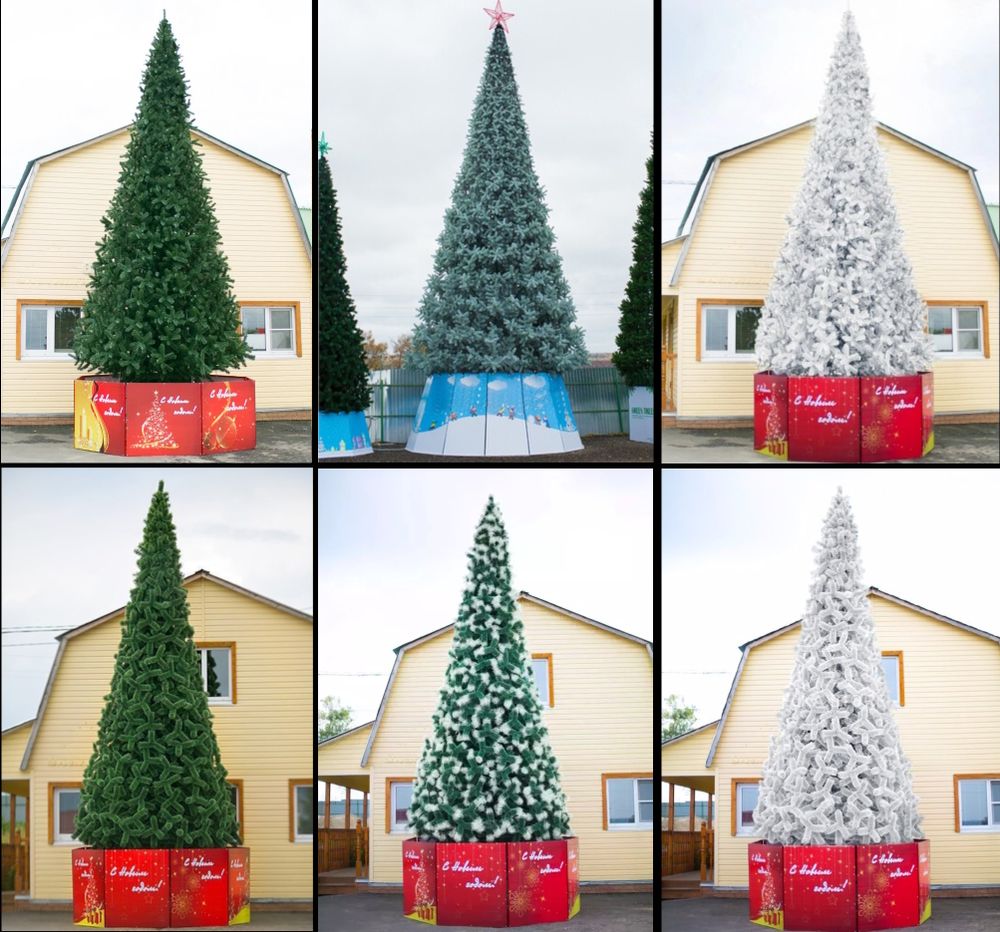 Уличная елка ствольная "Альпийская изумрудная" (пвх бело-зелёная) от 3 до 22 м