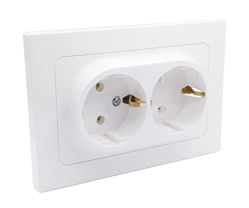 Розетка 2 местная Bylectrica АСТРУМ 16А с/з белая РС16-0542 IP20