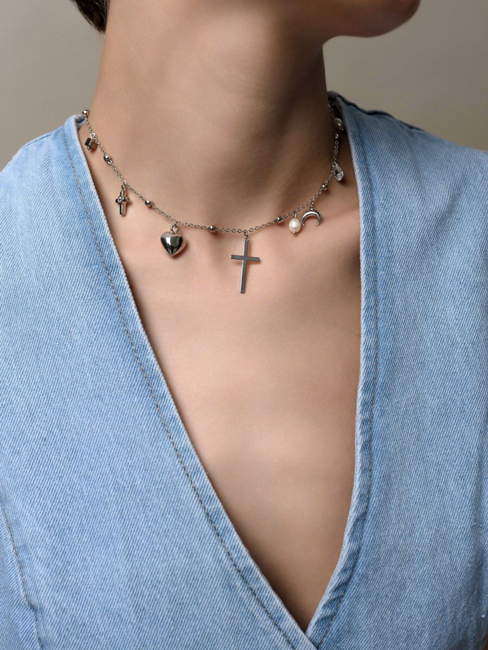 Чокер "Cross" с жемчугом