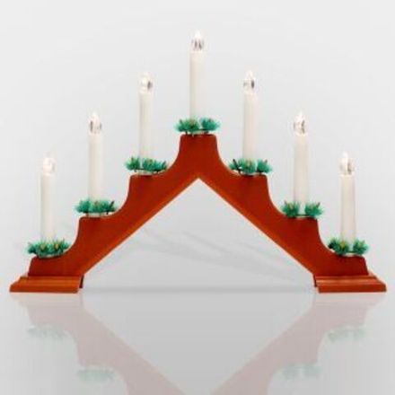 Новогодняя горка 7 свечек, цвет корпуса: Красный, цвет свечения: ТЕПЛЫЙ БЕЛЫЙ