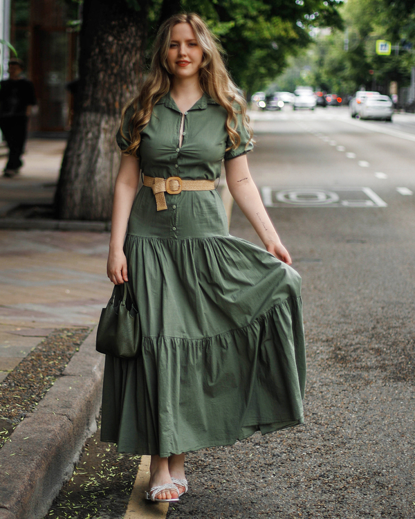 Платье батист, цвет зеленый, Итали