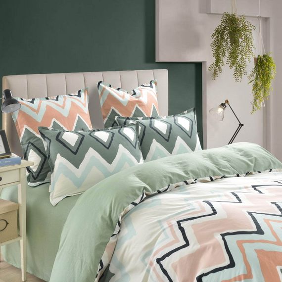 Пейтон (зеленый) КПБ сатин Евро 4н