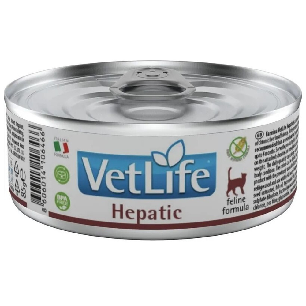 Консервы FARMINA Vet Life Cat Hepatic для кошек при заболевании печени (паштет) - набор 12х85 гр