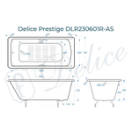 Ванна чугунная Delice Prestige 180х75 с отверстиями под ручки и антискользящим покрытием DLR230601R-AS