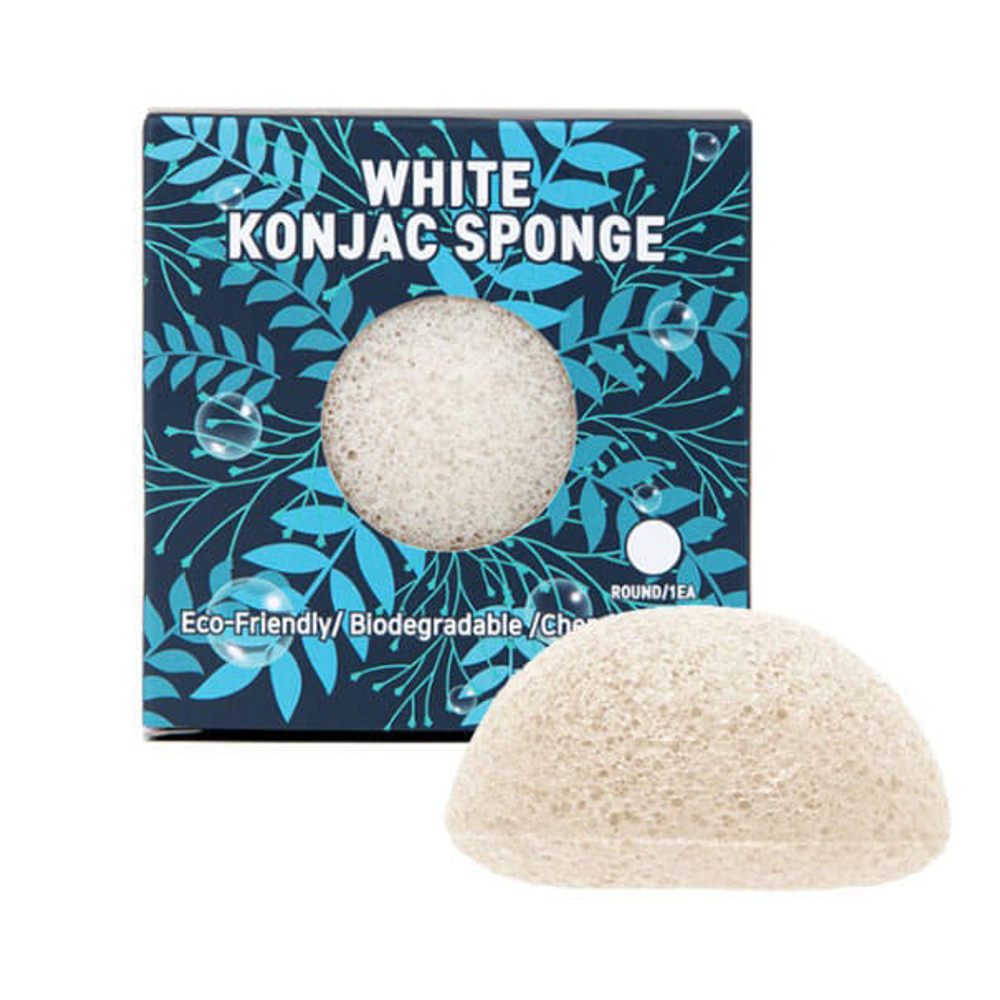 Спонж конняку Trimay White Konjac Sponge белый (в коробочке) 1шт