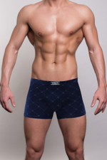 Мужские трусы-боксеры с узором в виде крупной сетки (Размер: XL) (Цвет: синий)