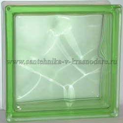 Стеклоблок зелёный окраска в массе  Vitrablok  19x19x8