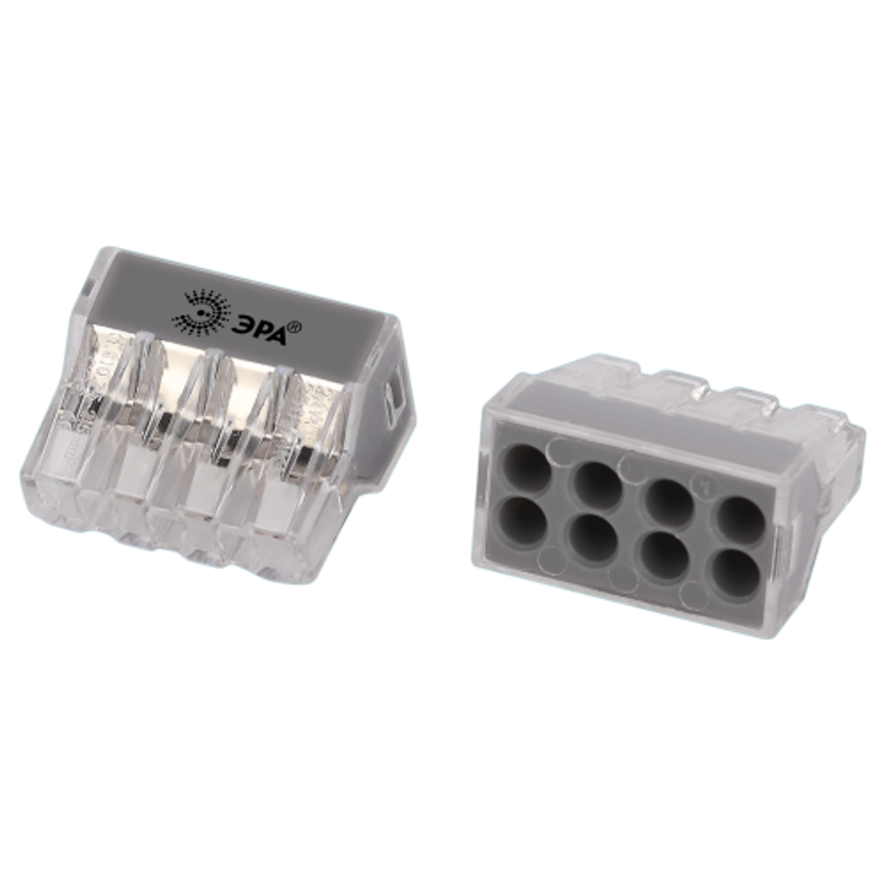 Клемма ЭРА NO-225-362 быстрозажимная 2273-208 компактная 8-проводная 0.2-2.5 мм2 упаковка 15 шт