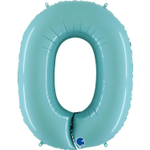 Шар фольгированный Цифра 0 101 см (Голубой)