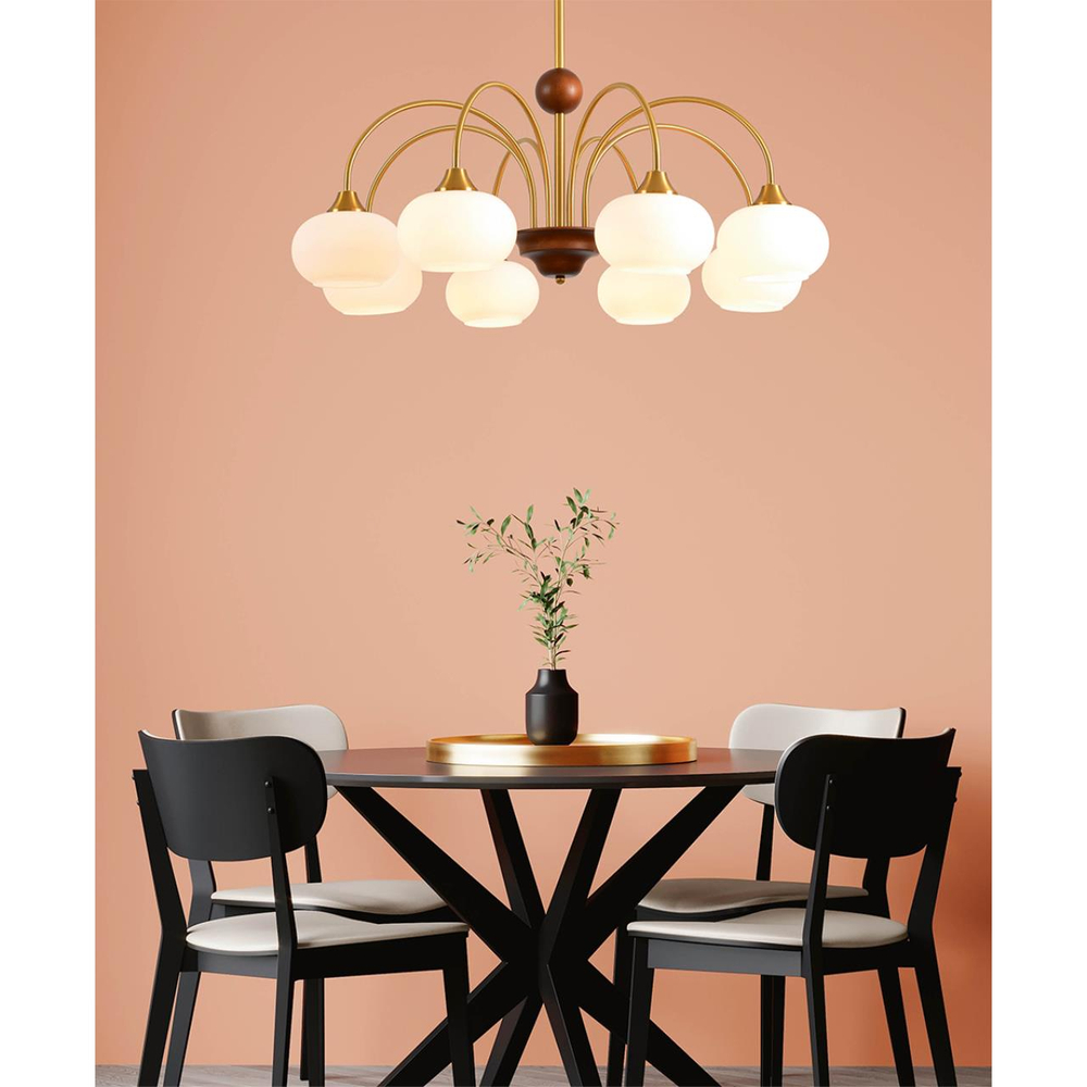 8323/5C MODERNI LN26 038 латунь/белый, металл/стекло/дерево Люстра потолочная E27 5*60W 220V LARINA