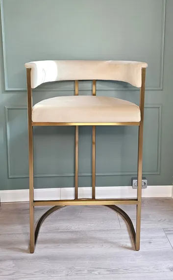 Барный стул Cuddle, бежевый велюр, латунь