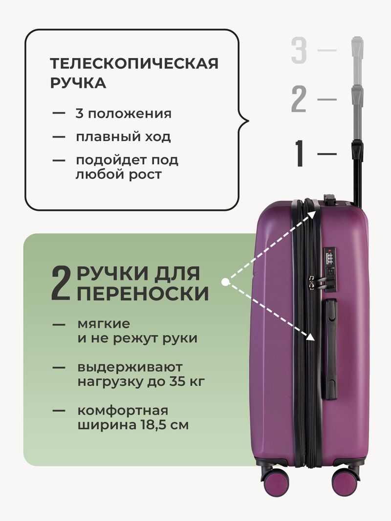 Чемодан M с кейсом в комплекте Винный